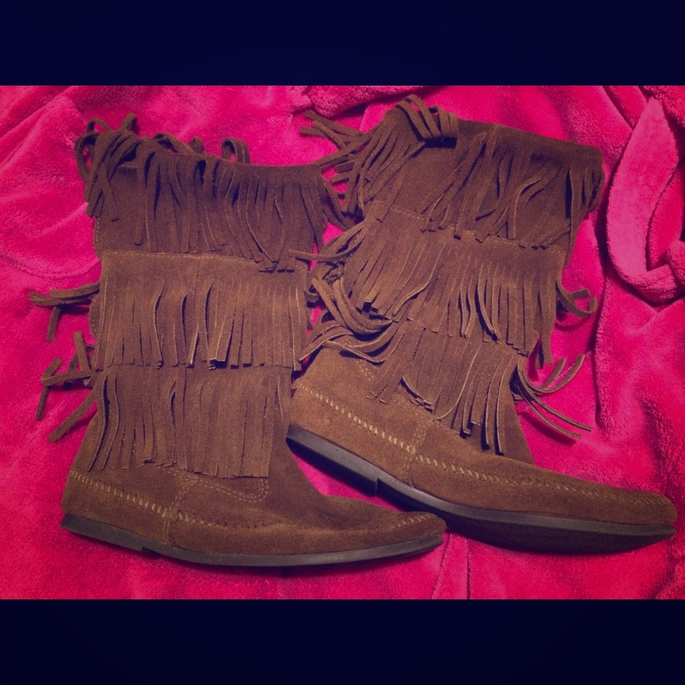 Brown Indian tassel boots worn twice